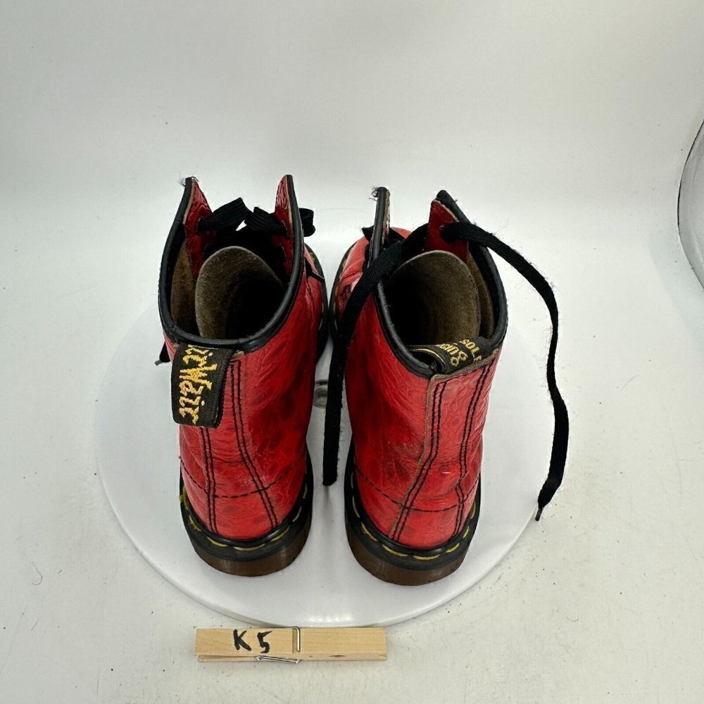 Dr Martens Women Size 5 Croco Red Snake Patent Leather 8 Eye Combat Boot - Picture 12 of 13